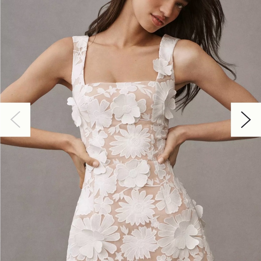 Anthropologie White Floral Mini Dress